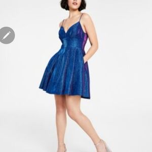 Juniors' Glitter-Knit  Skater Party Dress